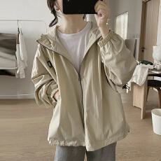 批发官图  韩版减龄小众设计长袖风衣女2026春秋新款连帽洋气<b class='q'>百搭</b>外套