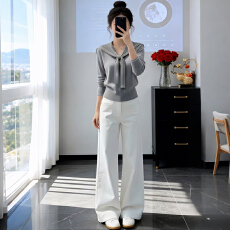 批发官图  2026春<b class='q'>秋</b>季新款高级感针织衫上衣牛仔裤时尚休闲套装两件套