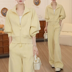 批发官图  高含棉奶呼呼运动套装女2026春秋新款拉链外套阔腿裤两件套