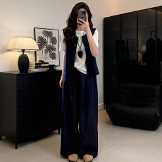 批发官图  小个子减龄百搭套装女2026夏季新款休闲上衣马夹长裤三件套