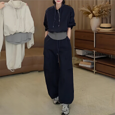 批发官图  2026春秋新款时尚套装设计感拼接<b class='q'>卫衣</b><b class='q'>外套</b>宽松阔腿裤两件套