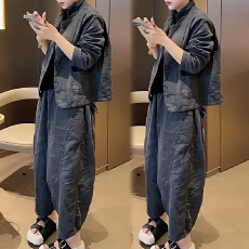 批发官图  2026春秋季<b class='q'>新款</b>时尚洋气风套装女宽松舒适外套阔腿裤两件套