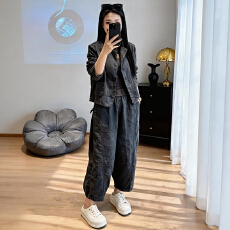 批发官图  2026春秋季<b class='q'>新款</b>时尚洋气风套装女宽松舒适外套阔腿裤两件套