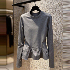 批发官图  高含棉圆领收腰长袖<b class='q'>T</b><b class='q'>恤</b>女2026春秋季新款时尚简约百搭上衣