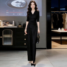 批发官图  高级感通勤风气质套装女2026春夏新款收腰上衣阔腿裤两件套