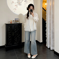 批发官图  时尚高端立领长袖衬衫女2026春秋新款单排扣气质显瘦打底衫