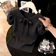 批发官图  <b class='q'>欧洲站</b>时髦蝴蝶结镂空短袖T恤女2026夏季<b class='q'>新款</b>遮肉针织衫潮