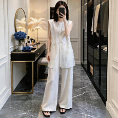批发官图  简约舒适海边休闲套<b class='q'>装</b>女2026夏季新款无袖衬衫阔腿<b class='q'>裤</b><b class='q'>两件套</b>