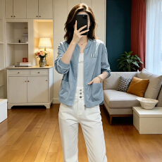 批发官图  休闲透气防晒衣女2026夏季新款小个子长袖棒球服宽松短外套