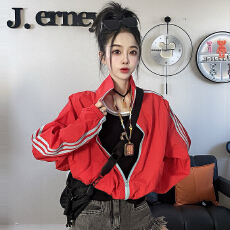 批发官图  高级感洋气防晒短外套女2026夏季新款条纹撞色<b class='q'>百搭</b>立领上衣
