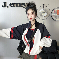 批发官图  时尚通勤风休闲短外套女2026夏季新款宽松<b class='q'>百搭</b>拼色运动上衣