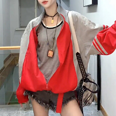 批发官图  时尚通勤风休闲短外套女2026夏季新款宽松<b class='q'>百搭</b>拼色运动上衣