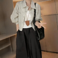 批发官图  翻领防晒衣衬衫短外套女2026夏季新款休闲<b class='q'>百搭</b>短款开衫上衣