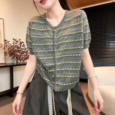 批发官图  休闲<b class='q'>套装</b>女2026夏季新款独特小花<b class='q'>条纹</b>正肩衬衫休闲裤两件套