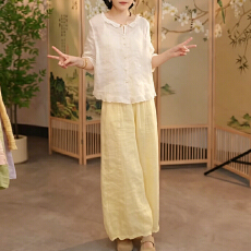 批发官图  小个子套装女2026年<b class='q'>夏</b>季新款宽松圆领衬衫休闲直筒裤两件套