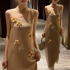批发官图  2026夏季新款设计感无袖休闲<b class='q'>连衣裙</b><b class='q'>女</b>透气宽松显瘦长款裙子