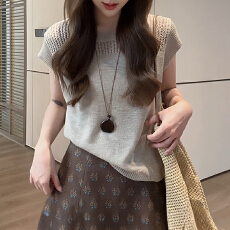 批发官图  洋气显瘦格子<b class='q'>休闲裤</b>套装女2026年夏季新款镂空针织衫两件套
