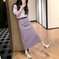 批发官图  2026年夏季新款气质套装女短袖开衫修身百搭半身长裙两件套