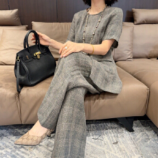批发官图  2026年夏季新款时尚套装小个子显瘦短袖上衣休闲裤两件套女