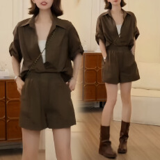 批发官图  2026年夏季新款纯色翻领<b class='q'>连体裤女</b>设计感小个子日常通勤套装
