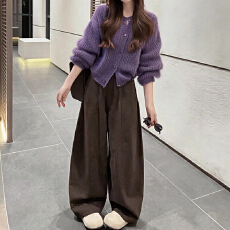 批发官图  通勤风休闲套装女2026年秋季新款开衫外套<b class='q'>高腰</b>阔腿裤两件套