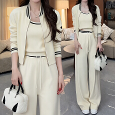 批发官图  小众<b class='q'>糖果</b><b class='q'>色</b>套装女2026年早秋新款背心宽松罩衫休闲裤三件套