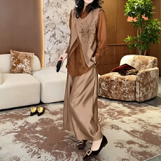 批发官图  2026年秋季新款<b class='q'>时尚</b>套装女气质打底衫上衣马甲阔腿裤三件套