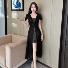 批发高级晚<b class='q'>礼服</b>女高级感薄纱亮片夜总店<b class='q'>性感</b>连衣裙减龄2025柔式工作服