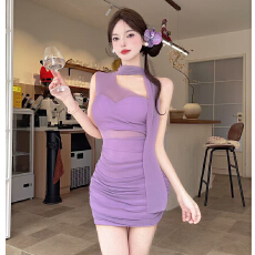 批发纯欲性感斜肩修身挂脖连衣裙辣妹包臀短<b class='q'>裙子</b>