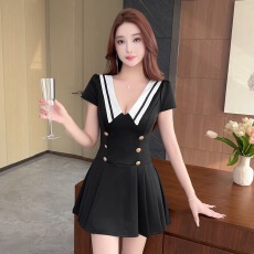 批发夜总店性感<b class='q'>连衣裙</b>减龄遮肚a字裙子夜总会上班衣服柔式技师工作服