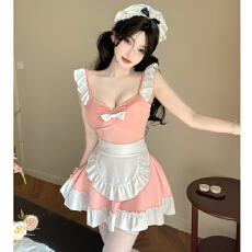批发实拍短款性感女仆装打底吊带连衣裙
