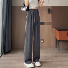 批发冰丝阔腿裤女夏季薄款2026新款高腰垂感宽松直筒休闲防晒速干裤
