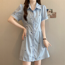 批发实拍~大码胖MM2026新款韩版甜美减龄学院风显瘦<b class='q'>百搭</b>衬衫裙