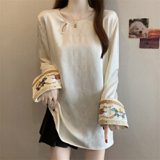 批发实拍~胖MM2026春季新款高级感小马刺绣提花新中式上衣