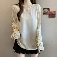 批发实拍~大码胖MM2026年高端复古<b class='q'>刺绣</b>新中式国风衬衫女缎面打底衬衣