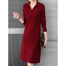 批发高端针织毛衣连衣裙女时尚大码宽松打底裙子