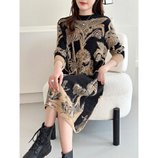 批发新款女羊毛衫女<b class='q'>中长款</b>女士毛衣配大衣的连衣裙秋冬宽松羊绒<b class='q'>打底衫</b>