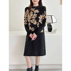 批发新款女羊毛衫女<b class='q'>中长款</b>女士毛衣配大衣的连衣裙秋冬宽松羊绒打底衫