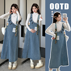 批发孕妇装新款<b class='q'>秋</b>季长裙牛仔背带裙简约百搭休闲春<b class='q'>秋</b>宽松显瘦高级感