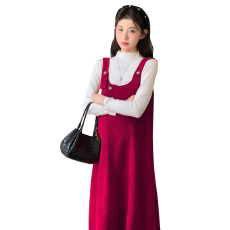 批发孕妇装套装2025秋冬加厚雪尼绒呢背带裙两件套