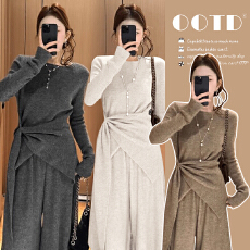 批发<b class='q'>孕妇装</b>一整套女冬高级感蝴蝶结套头半身裤裙两件套