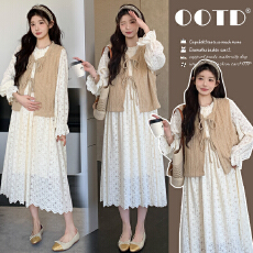 批发孕妇装打底<b class='q'>连衣裙</b>蕾丝内搭2件套长裙白雪公主