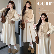 批发<b class='q'>孕妇装</b>新款法式半高领简约气质淑女连衣裙