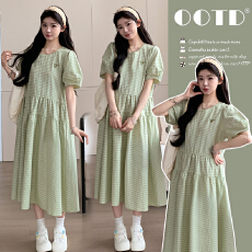 批发孕妇装新款夏季甜美格子时尚洋气时尚连衣裙