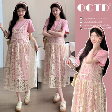 批发<b class='q'>孕妇装</b>蕾丝吊带裙套装女新款法式今年流行设计感<b class='q'>T</b><b class='q'>恤</b>裙两件套