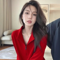 批发红色半拉链立领套头长袖卫衣女2025冬季新款过年穿搭休闲百搭上衣