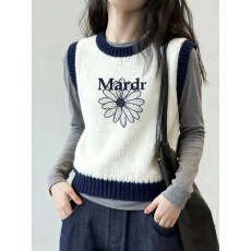 批发针织背心保暖白色花花马甲女款2026新款冬季外穿时髦洋气穿搭上衣