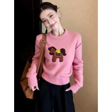 批发2026超火减龄粉色卡通小马打底毛衣针织衫女冬季绝美巨好看的上衣