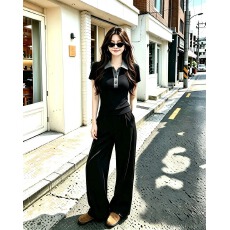 批发黑灰色翻领修身显瘦打底针织短袖T恤女2026夏季巨好看高级感上衣