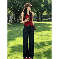 批发红色修身翻领纽扣吊带背心女士2026夏季<b class='q'>泰国</b>绝美辣妹穿搭甜辣上衣